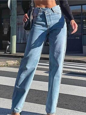 Princess Polly Light Blue Straight Leg Jeans